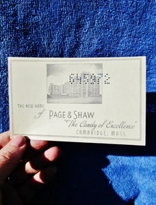 c.1920 New Home Ad Box Insert PAGE & SHAW, CAMBRIDGE, MASS - Candy of Excellence - Picture 1 of 3
