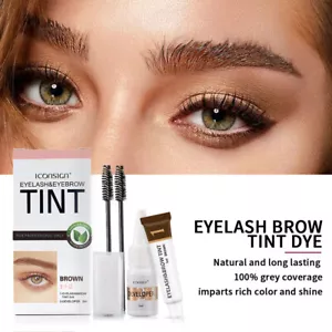 Eyelash & Eyebrow Dye Tint Kit Waterproof Long Lasting Permanent Color Gel US - Picture 1 of 19