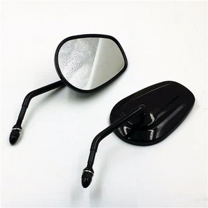 Black Oval Rear View Mirror For Harley Dyna Softail Sportster Touring Cruiser XL - Picture 1 of 3