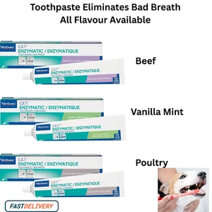 Virbac C.E.T. Enzymatic Pet Dog & Cat Toothpaste Vanilla Mint/Poultry/Beef Flavo - Picture 1 of 11