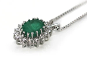 Anhänger Kette Smaragd ca 1,5ct + Diamanten H/si 585 Weißgold [BRORS 13998] - Bild 1 von 4