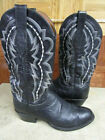 LUCCHESE Men's 2000 Model T3130R4 Black Smooth Ostrich Vamp Western Boots 8D
