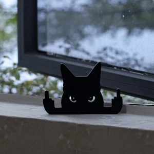 5.9 inch Funny Middle Black Cat Decor Statue Middle Finger Decor Suitable for... - Picture 1 of 8
