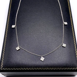 Gold Diamond Necklace 18K Solid White Gold 0.64cts Natural Diamond UK Hallmarked - Picture 1 of 11