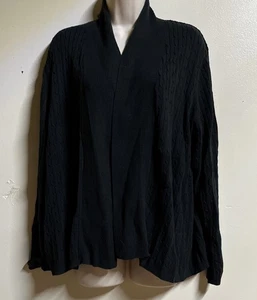 Kim Rogers Open Front Cardigan Pullover Gr. XL schwarz gerippt 100% Baumwolle - Bild 1 von 10