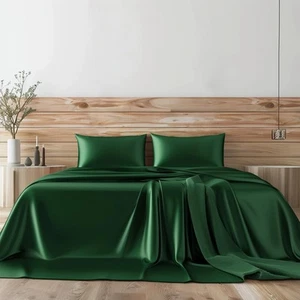 Satin Sheets Queen Bed Set 4 Pcs, Soft and Durable Pillowcase, Flat Sheet and... - Picture 1 of 8