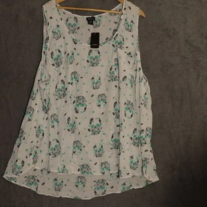 Torrid Tanktop Damen 3X weiß türkis Blumen ärmellos U-Ausschnitt Tasche Tunika - Bild 1 von 5