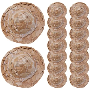Sombreros de paja tejidos pequeños accesorios decorativos para muñeca sombreros de paja accesorios para fotos 16 un. - Imagen 1 de 11