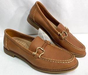Sperry Plushwave Seaport Penny Loafers Shoes Brown Leather w/ Gold Buckle Size 9 - Picture 1 of 7