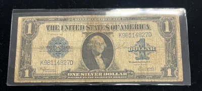 1923 年美国银币证书 1 美元-马毯纸币/原件/流通-完好! — 第 1/2 张图片