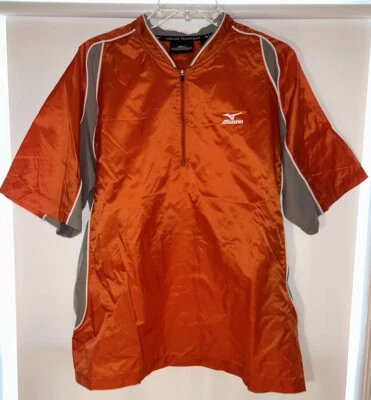 Jaqueta de beisebol Mizuno Teamwear masculina S laranja quebra-vento manga curta rebatendo - Imagem 1 de 4