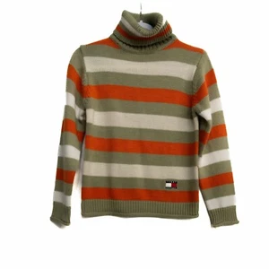 Tommy Hilfiger Kids Olive Orange Sweater Knit Turtleneck Pullover Long Sleeve M - Picture 1 of 7