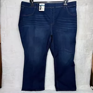 Terra & Sky Womens Plus Size 4X 28W-30W High Rise Bootcut Pull-On Dark Wash Jean - Picture 1 of 12