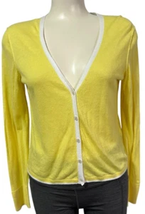 Tommy Hilfiger Women's Cardigan Sweater Buttons Long Sleeve Yellow/ White Size M - Picture 1 of 15