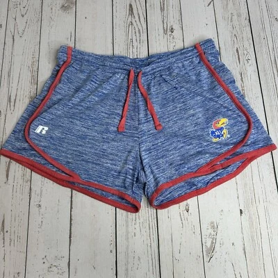 University of Kansas Jayhawks Running Shorts Womens Medium 3" Inseam Blue Red - Image 1 of 4