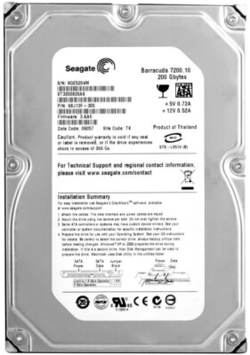 Hard Drive Seagate Barracuda 7200.10 ST3200820AS 200GB 7200RPM 8MB SATA 3.5'' - Image 1 of 3