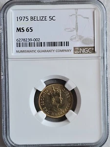 Belize 5 Cents 1975 NGC MS 65 - Picture 1 of 2