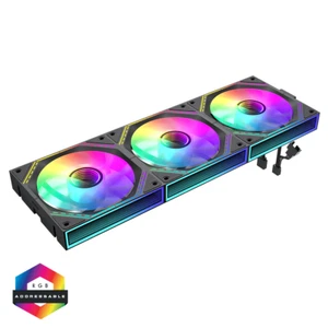 GameMax FN12A-S3I 3ER-Pack 120 mm Infinity ARGB schwarz 4-polig PWM verbundene Kühllüfter - Bild 1 von 15