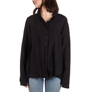 Rundholz Women's Black Linen Button Up Relaxed Shirt Blouse Size S / M - Picture 1 of 9