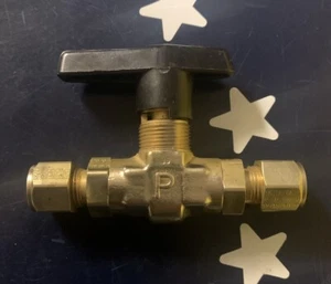 Parker CPI Brass Ball Valve with 3/8” Tube Compression Fittings Ends - Picture 1 of 9