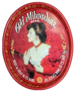 VINTAGE OLD MILWAUKEE BEER TASTE AS GREAT AS ITS NAME SERVING TIN TRAY - Picture 1 of 5