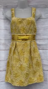 French Connection Yellow Linen Cotton Embroidered Mini Dress Women’s Size 2 - Picture 1 of 12