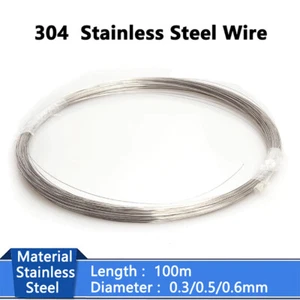 304 Stainless Steel Wire Diameter 0.3mm - 0.6mm Length 100m Steel Wire Anti-rust - Picture 1 of 6