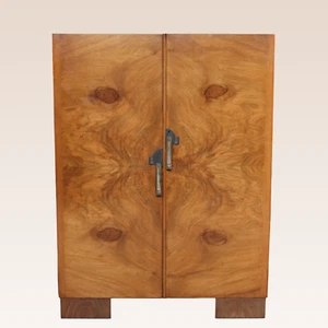 Art Deco Cabinet Walnut Marquetry Cupboard Vintage - Picture 1 of 13