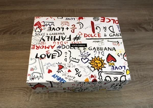 Large DOLCE & GABBANA White Red Graffiti Love Empty Shoe Gift Box 13" x 11" x5" - Picture 1 of 5
