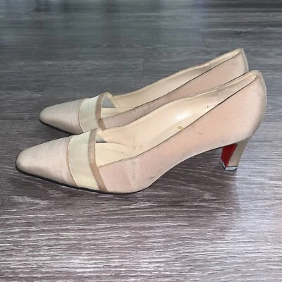 De colección Nuevos NOS Christian Louboutin Años 80 Tostado Crema Malla Tacones Talla 41/ US 11 Foto 1 de 4