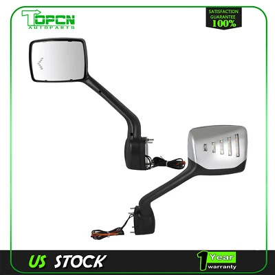 Espejo retrovisor capó con luz giratoria LED de repuesto lado derecho y derecho para Kenworth T680/880 Foto 1 de 4