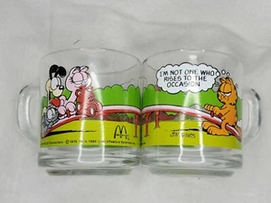 Vtg 1980 Garfield Glass Mug McDonald’s I’m Not One Who Rises to the Occasion LOT - Picture 1 of 3