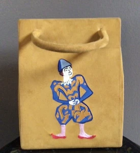 Rare Hand Embroidered Gold Suede Vintage 1980s Isabel Canovas Harlequin Handbag - Picture 1 of 12