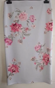 Bodycon lässiger Midi-Damenrock Blumenmuster rosa alle Jahreszeiten handgefertigt Größe 12 - Bild 1 von 12