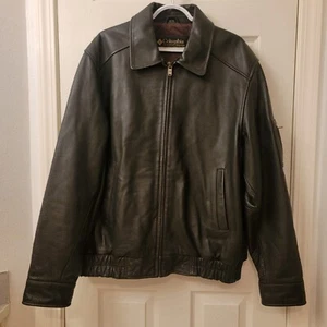 Mens COLUMBIA Jacket 100% Leather Black Size XL - So Many Pockets!! Bikers Dream - Picture 1 of 24