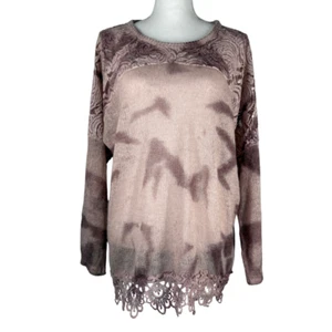 Suéter Mujer Plus 24/26 Púrpura Rosa Tie Dye Encaje Tejido Boho Romántico Casa de Campo - Imagen 1 de 15