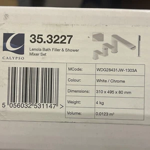 CALYPSO Lenoia BATH MIXER SHOWER TAP SET WHITE/CHROME RRP £550 - Picture 1 of 9
