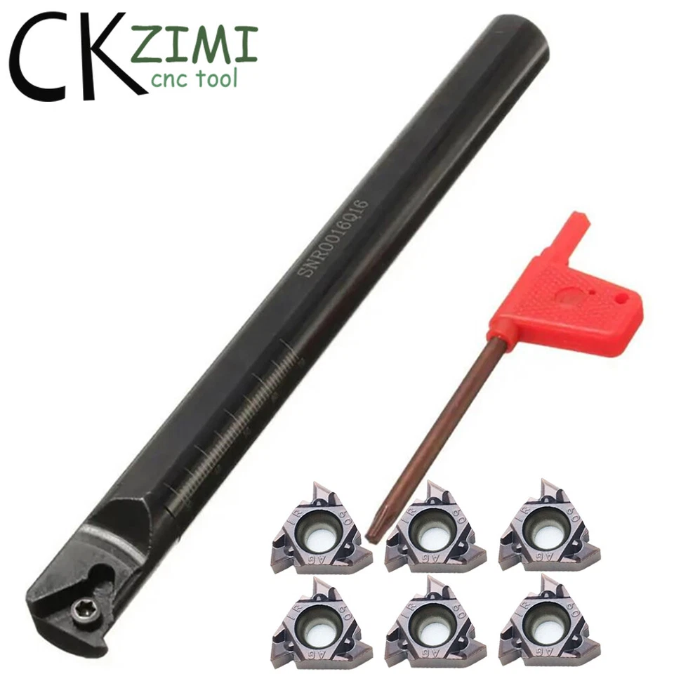 SNR 0016Q16 16×180mm CNC Internal Thread Turning Tool Holder + 10Pcs 16IR AG60-S - Image 1 of 4