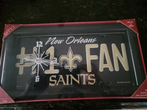 New Orleans Saints - #1 Fan License Plate Standard Analog Wall/Desk Clock Cover