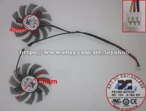 For GIGABYTE GTX460 560 graphics card fan FS1280-S2153A 12V 0.16A 3-Pin/2-Pin - Picture 1 of 6