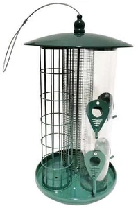 3-in-1 Metal Hanging Outdoor Bird Feeder with 3 Feeding Ports and Perches - Picture 1 of 5