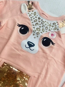Justice Girls 18/20 Pink Glitter Reindeer Sequin Pocket Fleece Sweater - Picture 1 of 7