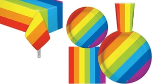 Serves 30 Complete Party Pack Rainbow Party Supplies 9" Dinner Paper Plates 7" D - Picture 1 of 12