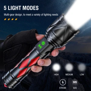 2000LM Ultra-Bright Rechargeable Focusing Laser Flashlight Safety Patrol Work - Picture 1 of 18