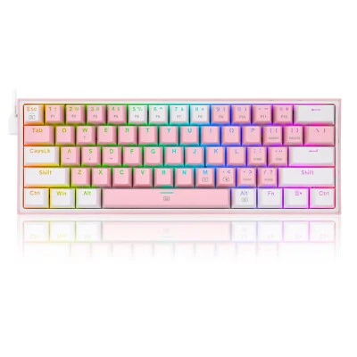 Redragon K617 RGB Mechanische Gaming-Tastatur mit 61 Tasten Pink/Weiß - Bild 1 von 4
