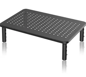 3 HEIGHT ADJUSTABLE METAL MONITOR LAPTOP STAND TABLE – ERGONOMIC STEEL RISER - Picture 1 of 9