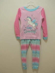 Members Mark Girls 2 piece set Unicorn Pajamas Pink Blue Snug Fit Long sleeve - Picture 1 of 11