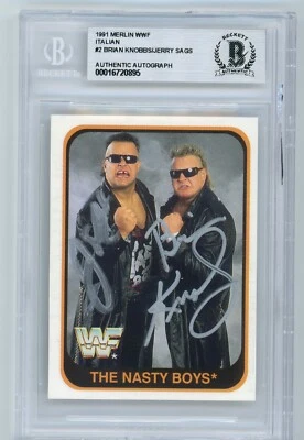 Brian and Jerry Knobbs signed autographed Nasty Boys 1991 Merlin Card RC B - Image 1 of 2