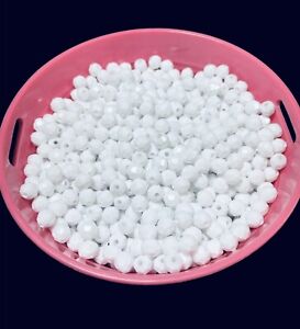 300 pcs Opaque Faceted WHITE Round Plastic (or) Acrylic Craft Beads