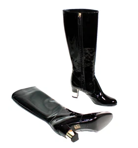 STIVALI DONNA VALENTINO GARAVANI STIVALI VERNICE BLACK GOLD 39#K-1-22# NUOVI!! - Foto 1 di 11